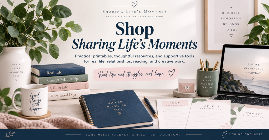 Shop Sharing Life’s Moments for practical printables, thoughtful resources, and supportive tools for real life, relationships, reading, and creative work.